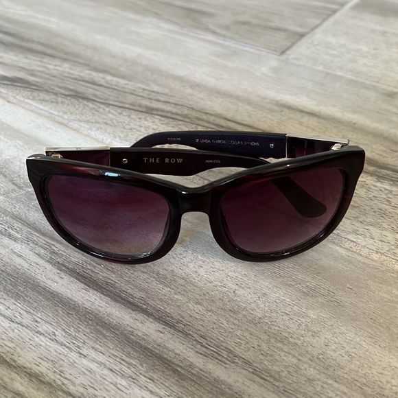 The Row by Linda Farrow Sunglasses With Leather Maroon Color with Silver - Picture 6 of 7